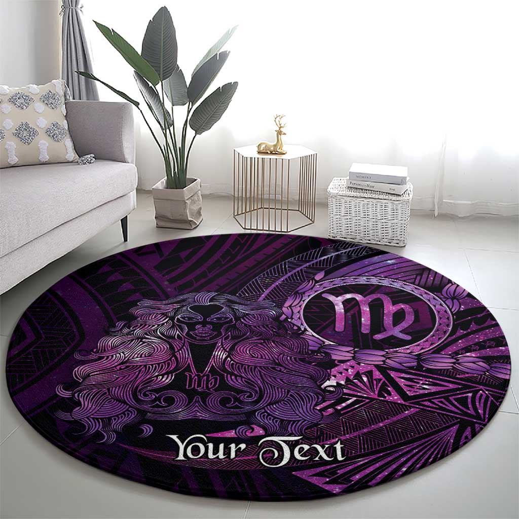 Personalised Polynesia Zodiac Virgo Round Carpet Galaxy Polynesian Pattern Chest Tattoo Style