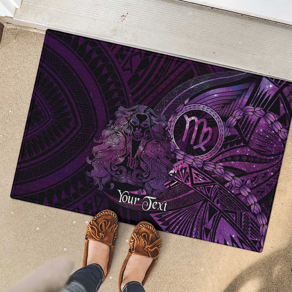 Personalised Polynesia Zodiac Virgo Rubber Doormat Galaxy Polynesian Pattern Chest Tattoo Style