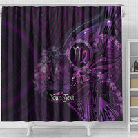 Personalised Polynesia Zodiac Virgo Shower Curtain Galaxy Polynesian Pattern Chest Tattoo Style