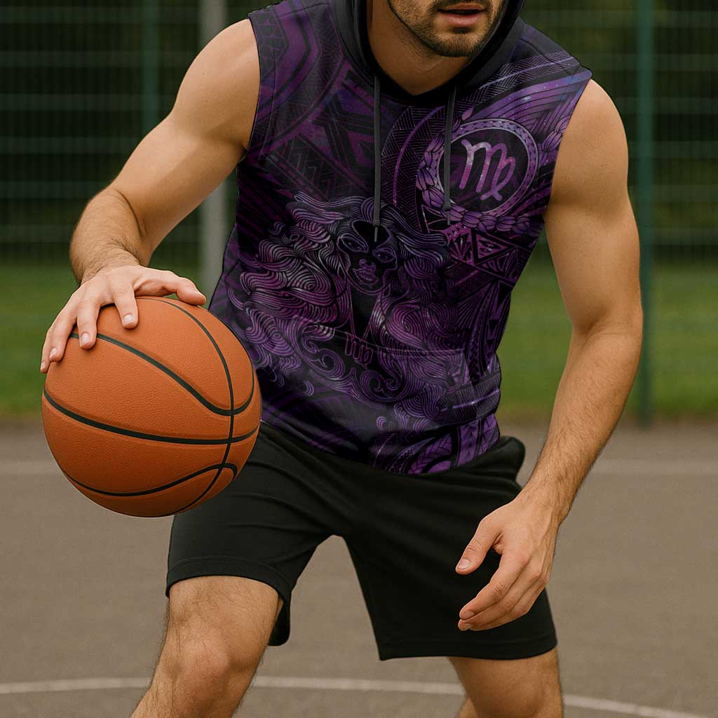 Personalised Polynesia Zodiac Virgo Sleeveless Hoodie Galaxy Polynesian Pattern Chest Tattoo Style
