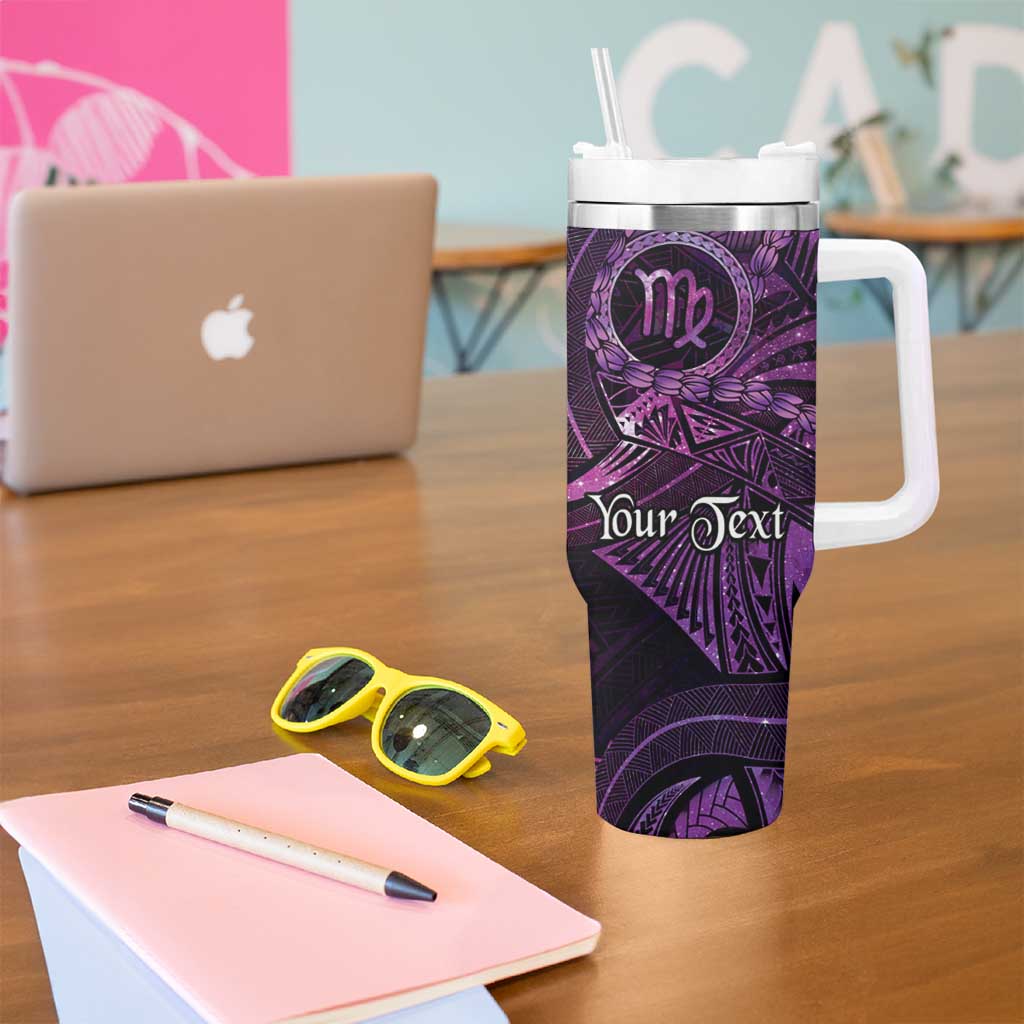 Personalised Polynesia Zodiac Virgo Tumbler With Handle Galaxy Polynesian Pattern Chest Tattoo Style