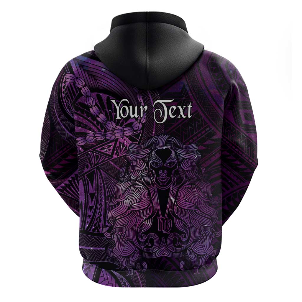 Personalised Polynesia Zodiac Virgo Zip Hoodie Galaxy Polynesian Pattern Chest Tattoo Style