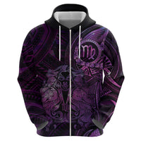 Personalised Polynesia Zodiac Virgo Zip Hoodie Galaxy Polynesian Pattern Chest Tattoo Style