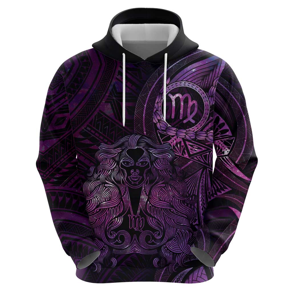 Personalised Polynesia Zodiac Virgo Zip Hoodie Galaxy Polynesian Pattern Chest Tattoo Style