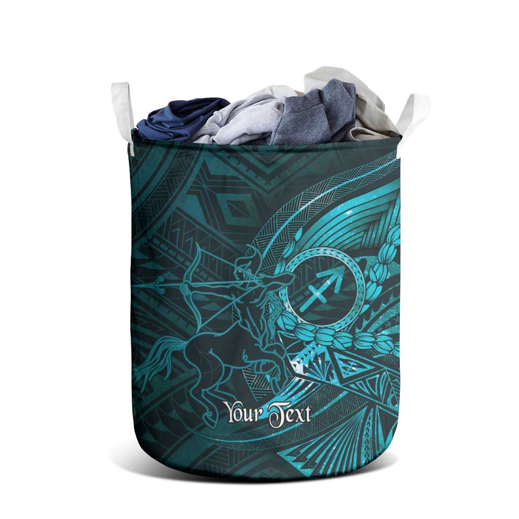 Personalised Polynesia Zodiac Sagittarius Laundry Basket Galaxy Polynesian Pattern Chest Tattoo Style