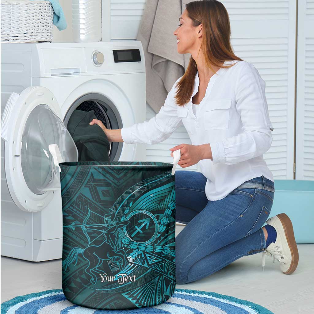 Personalised Polynesia Zodiac Sagittarius Laundry Basket Galaxy Polynesian Pattern Chest Tattoo Style