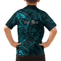 Personalised Polynesia Zodiac Sagittarius Family Matching Long Sleeve Bodycon Dress and Hawaiian Shirt Galaxy Polynesian Pattern Chest Tattoo Style