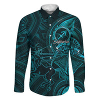 Personalised Polynesia Zodiac Sagittarius Family Matching Long Sleeve Bodycon Dress and Hawaiian Shirt Galaxy Polynesian Pattern Chest Tattoo Style