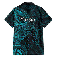 Personalised Polynesia Zodiac Sagittarius Family Matching Off The Shoulder Long Sleeve Dress and Hawaiian Shirt Galaxy Polynesian Pattern Chest Tattoo Style