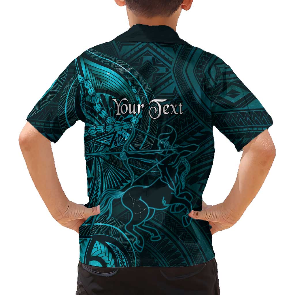 Personalised Polynesia Zodiac Sagittarius Family Matching Off Shoulder Maxi Dress and Hawaiian Shirt Galaxy Polynesian Pattern Chest Tattoo Style