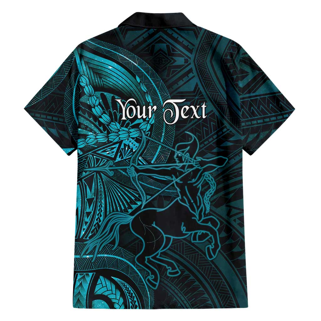 Personalised Polynesia Zodiac Sagittarius Family Matching Off Shoulder Maxi Dress and Hawaiian Shirt Galaxy Polynesian Pattern Chest Tattoo Style