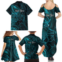 Personalised Polynesia Zodiac Sagittarius Family Matching Summer Maxi Dress and Hawaiian Shirt Galaxy Polynesian Pattern Chest Tattoo Style