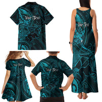 Personalised Polynesia Zodiac Sagittarius Family Matching Tank Maxi Dress and Hawaiian Shirt Galaxy Polynesian Pattern Chest Tattoo Style