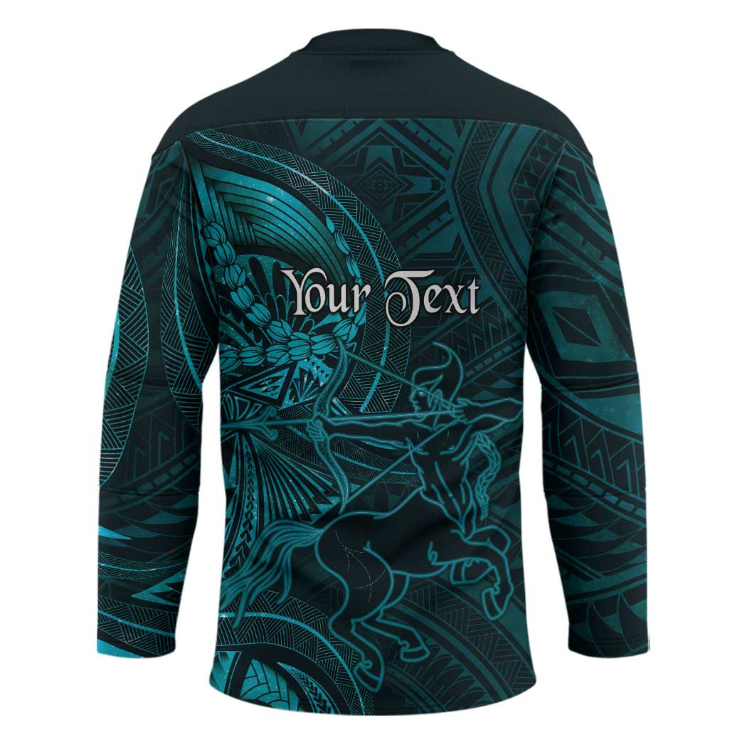 Personalised Polynesia Zodiac Sagittarius Hockey Jersey Galaxy Polynesian Pattern Chest Tattoo Style
