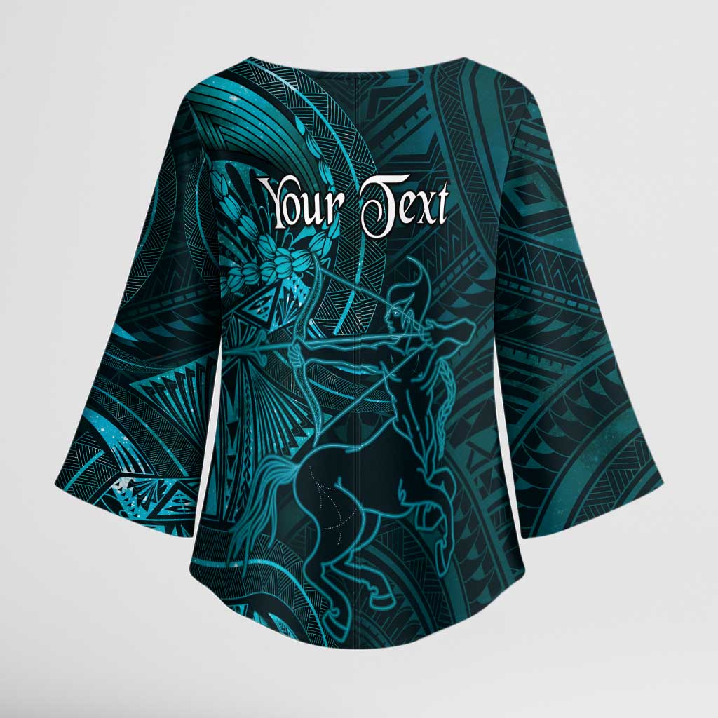 Personalised Polynesia Zodiac Sagittarius Kimono Sleeve Blouse Galaxy Polynesian Pattern Chest Tattoo Style
