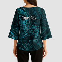 Personalised Polynesia Zodiac Sagittarius Kimono Sleeve Blouse Galaxy Polynesian Pattern Chest Tattoo Style
