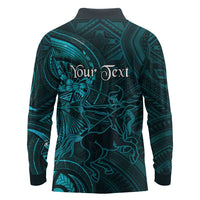 Personalised Polynesia Zodiac Sagittarius Long Sleeve Polo Shirt Galaxy Polynesian Pattern Chest Tattoo Style