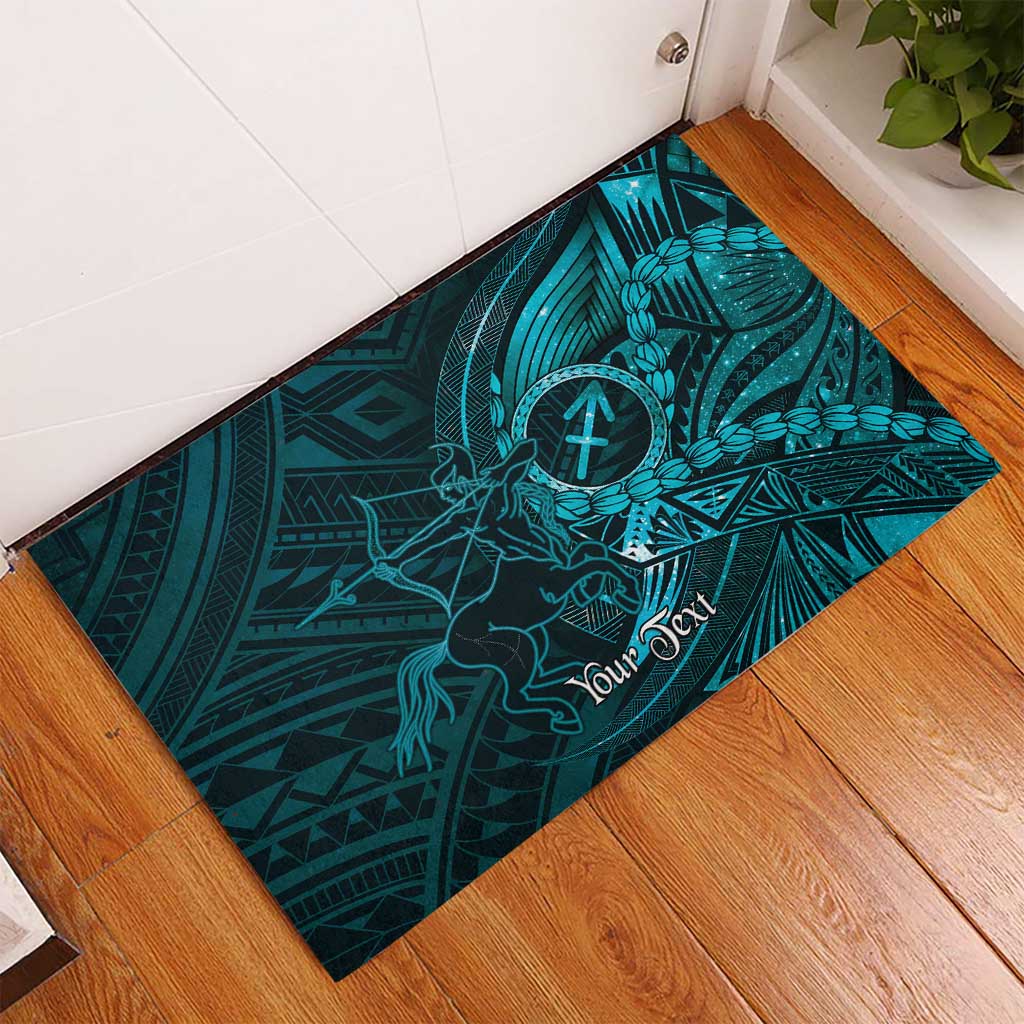 Personalised Polynesia Zodiac Sagittarius Rubber Doormat Galaxy Polynesian Pattern Chest Tattoo Style