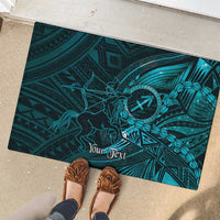 Personalised Polynesia Zodiac Sagittarius Rubber Doormat Galaxy Polynesian Pattern Chest Tattoo Style