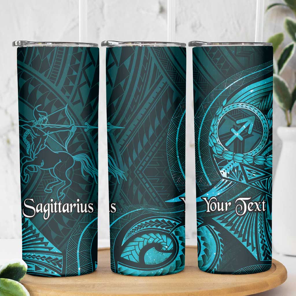 Personalised Polynesia Zodiac Sagittarius Skinny Tumbler Galaxy Polynesian Pattern Chest Tattoo Style