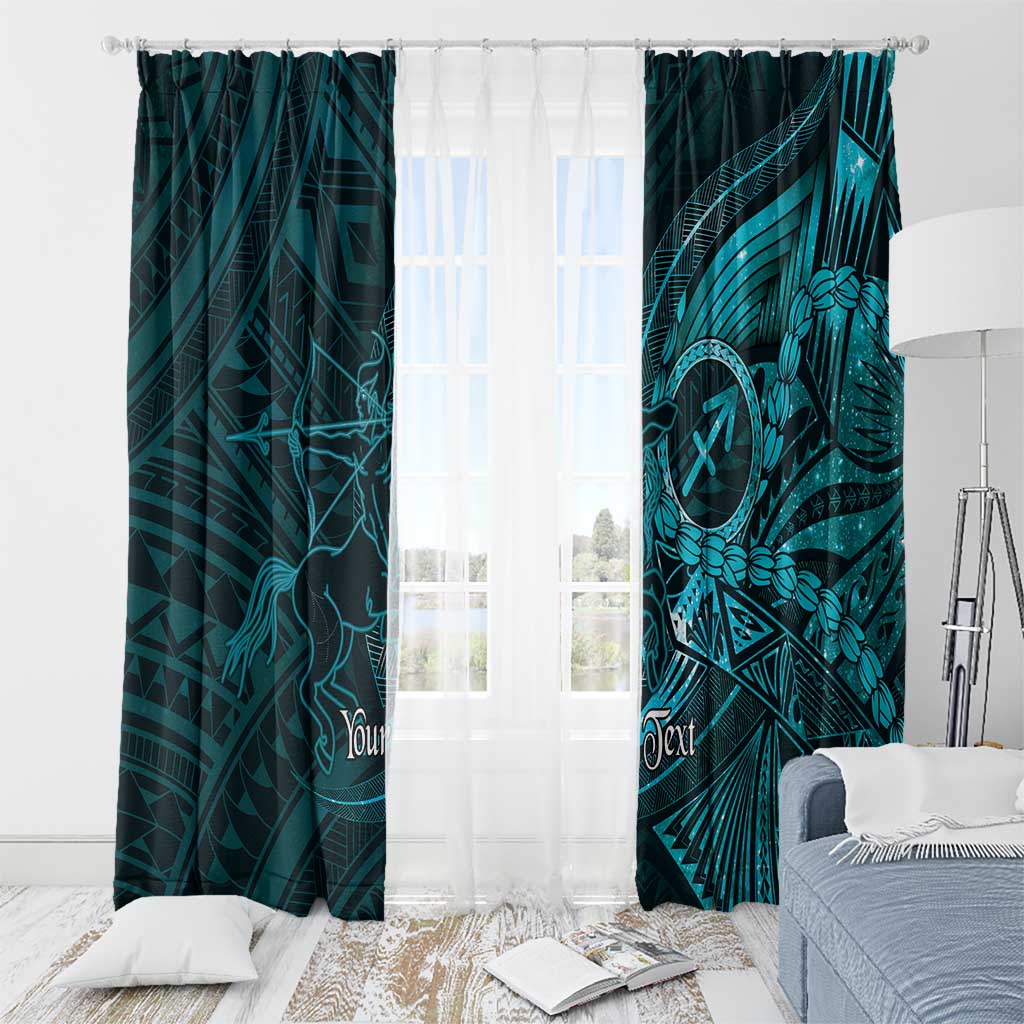 Personalised Polynesia Zodiac Sagittarius Window Curtain Galaxy Polynesian Pattern Chest Tattoo Style