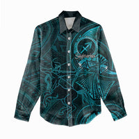 Personalised Polynesia Zodiac Sagittarius Women Casual Shirt Galaxy Polynesian Pattern Chest Tattoo Style