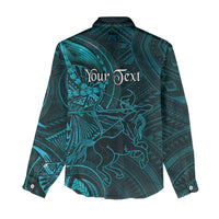 Personalised Polynesia Zodiac Sagittarius Women Casual Shirt Galaxy Polynesian Pattern Chest Tattoo Style