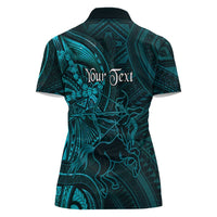 Personalised Polynesia Zodiac Sagittarius Women Polo Shirt Galaxy Polynesian Pattern Chest Tattoo Style
