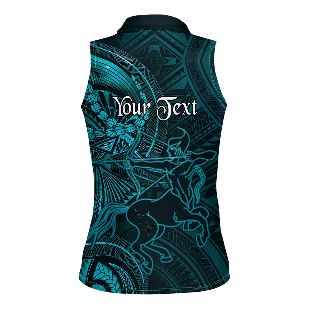Personalised Polynesia Zodiac Sagittarius Women Sleeveless Polo Shirt Galaxy Polynesian Pattern Chest Tattoo Style