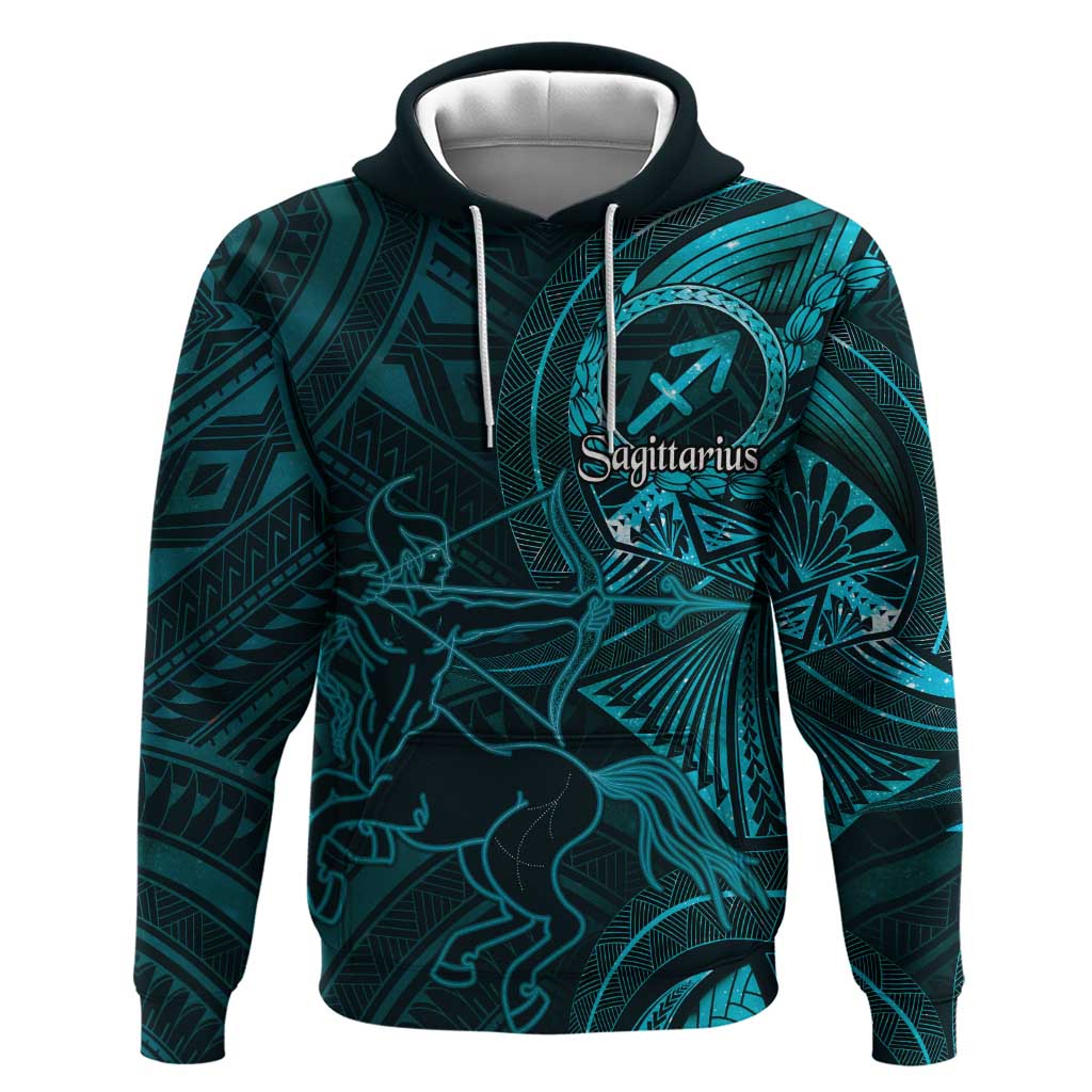 Personalised Polynesia Zodiac Sagittarius Zip Hoodie Galaxy Polynesian Pattern Chest Tattoo Style