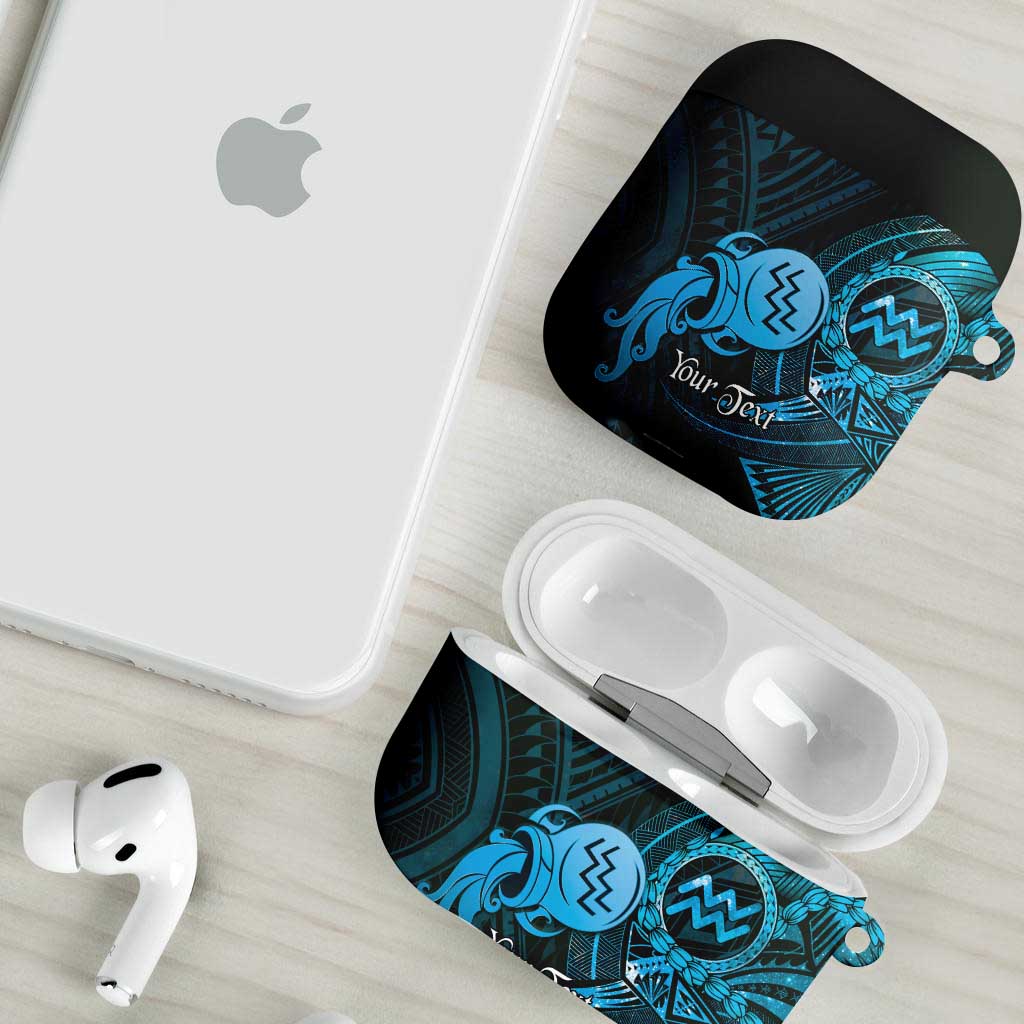 Personalised Polynesia Zodiac Aquarius AirPods Case Galaxy Polynesian Pattern Chest Tattoo Style