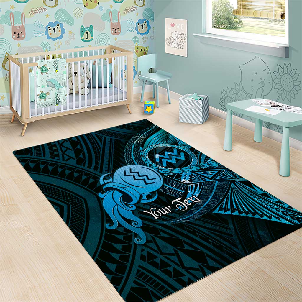 Personalised Polynesia Zodiac Aquarius Area Rug Galaxy Polynesian Pattern Chest Tattoo Style