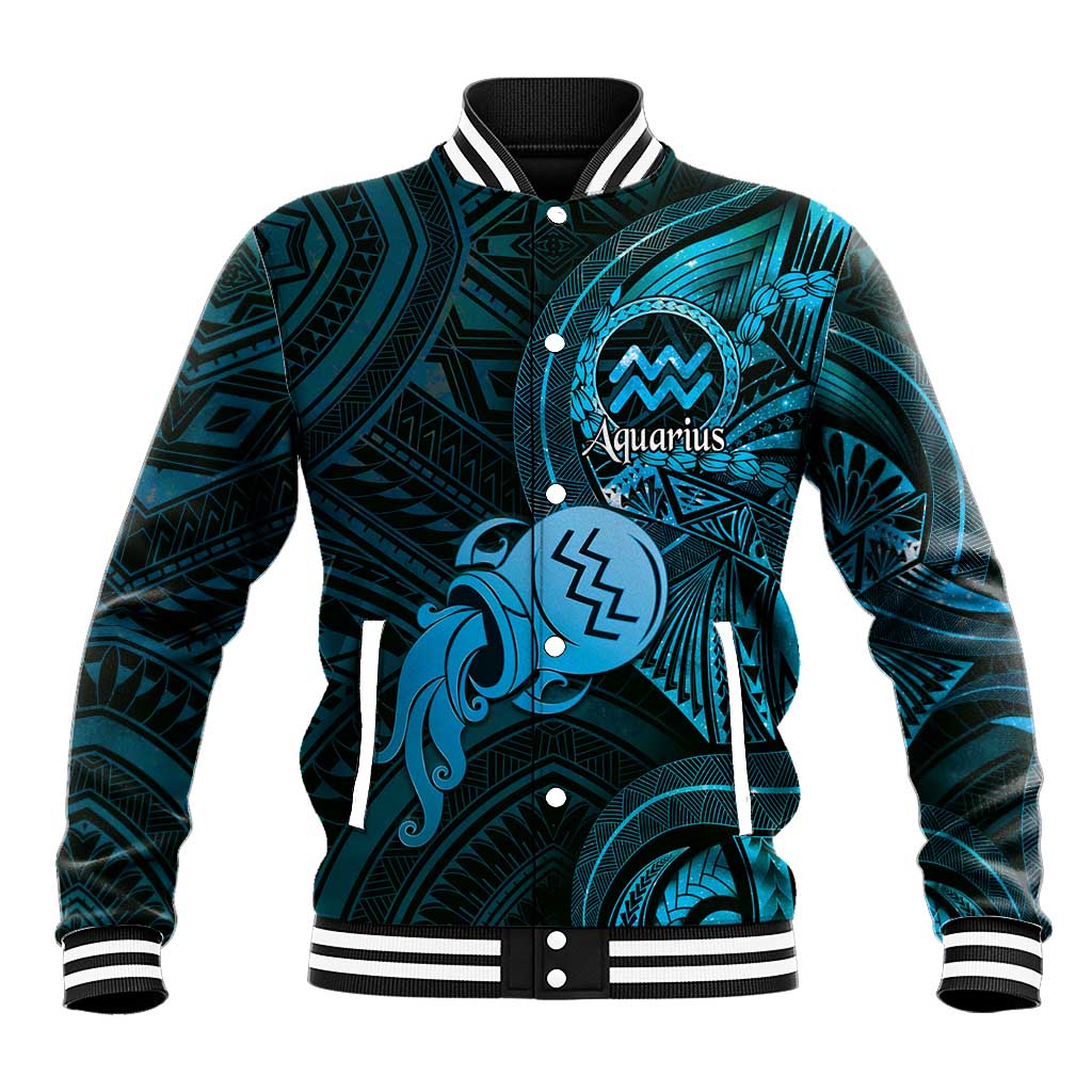 Personalised Polynesia Zodiac Aquarius Baseball Jacket Galaxy Polynesian Pattern Chest Tattoo Style