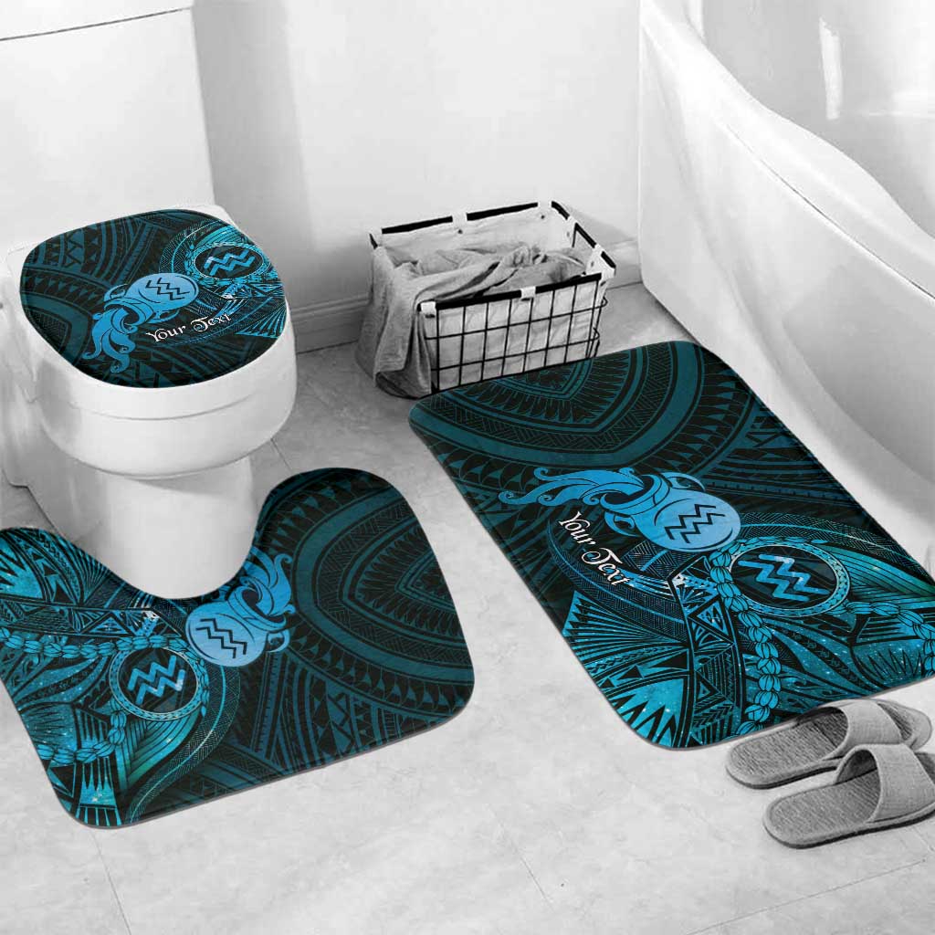 Personalised Polynesia Zodiac Aquarius Bathroom Set Galaxy Polynesian Pattern Chest Tattoo Style
