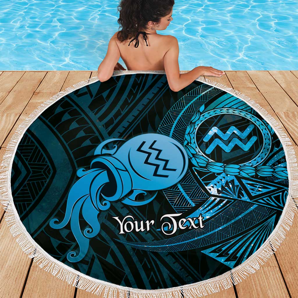 Personalised Polynesia Zodiac Aquarius Beach Blanket Galaxy Polynesian Pattern Chest Tattoo Style