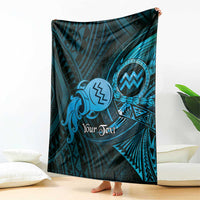 Personalised Polynesia Zodiac Aquarius Blanket Galaxy Polynesian Pattern Chest Tattoo Style