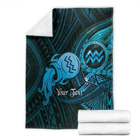 Personalised Polynesia Zodiac Aquarius Blanket Galaxy Polynesian Pattern Chest Tattoo Style