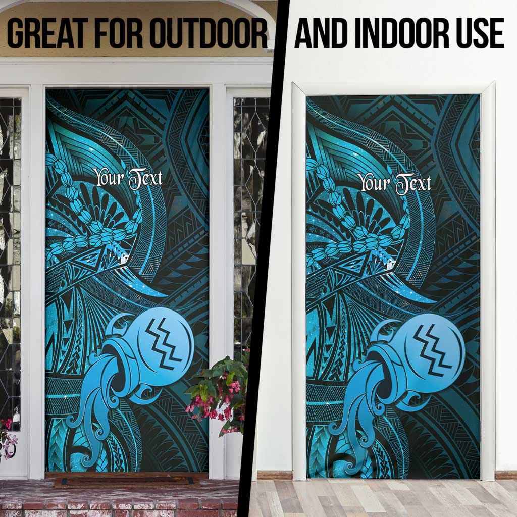 Personalised Polynesia Zodiac Aquarius Door Cover Galaxy Polynesian Pattern Chest Tattoo Style