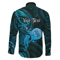 Personalised Polynesia Zodiac Aquarius Family Matching Mermaid Dress and Hawaiian Shirt Galaxy Polynesian Pattern Chest Tattoo Style