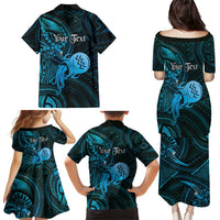 Personalised Polynesia Zodiac Aquarius Family Matching Puletasi and Hawaiian Shirt Galaxy Polynesian Pattern Chest Tattoo Style