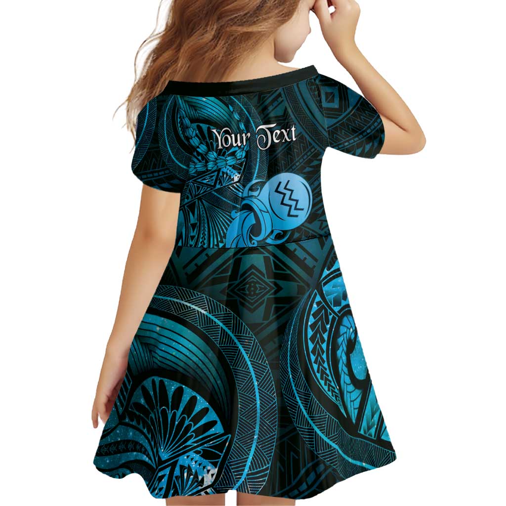 Personalised Polynesia Zodiac Aquarius Family Matching Short Sleeve Bodycon Dress and Hawaiian Shirt Galaxy Polynesian Pattern Chest Tattoo Style