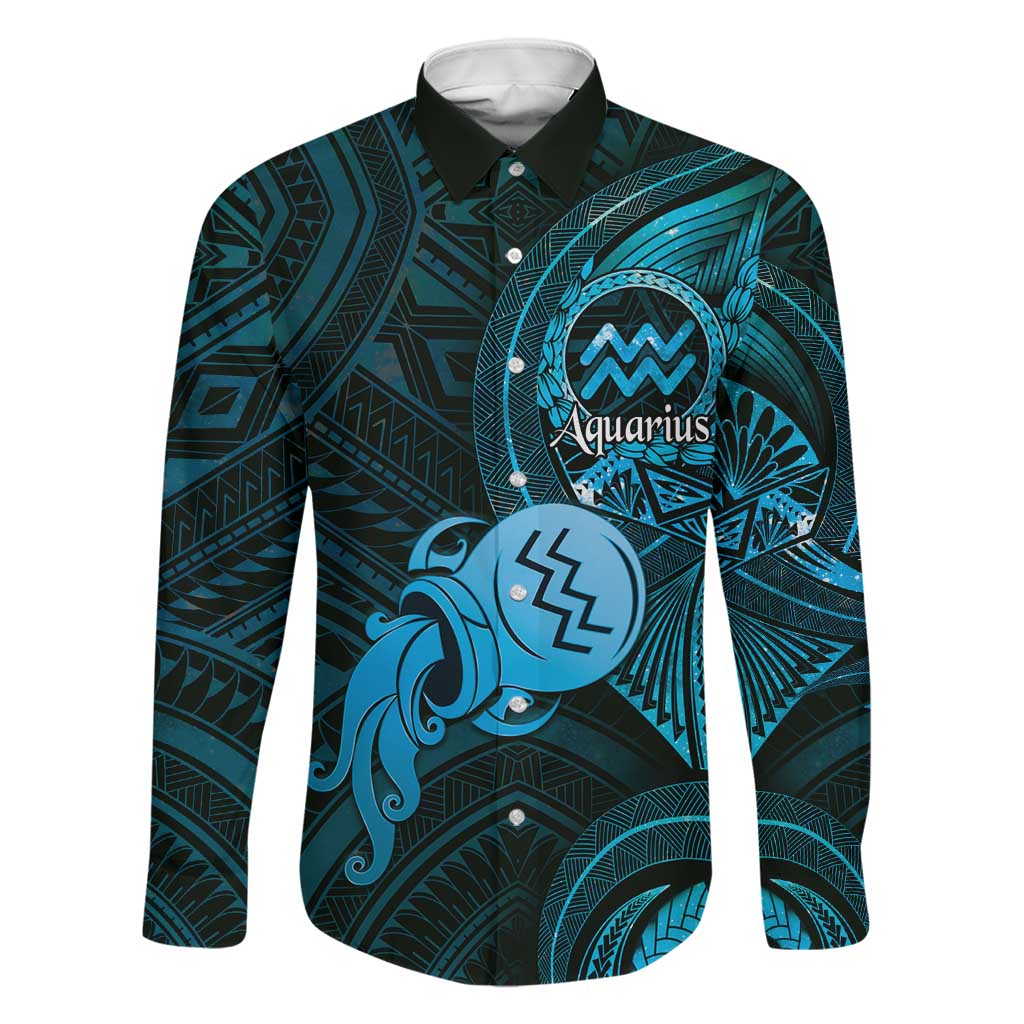 Personalised Polynesia Zodiac Aquarius Family Matching Summer Maxi Dress and Hawaiian Shirt Galaxy Polynesian Pattern Chest Tattoo Style