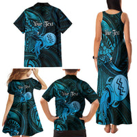 Personalised Polynesia Zodiac Aquarius Family Matching Tank Maxi Dress and Hawaiian Shirt Galaxy Polynesian Pattern Chest Tattoo Style