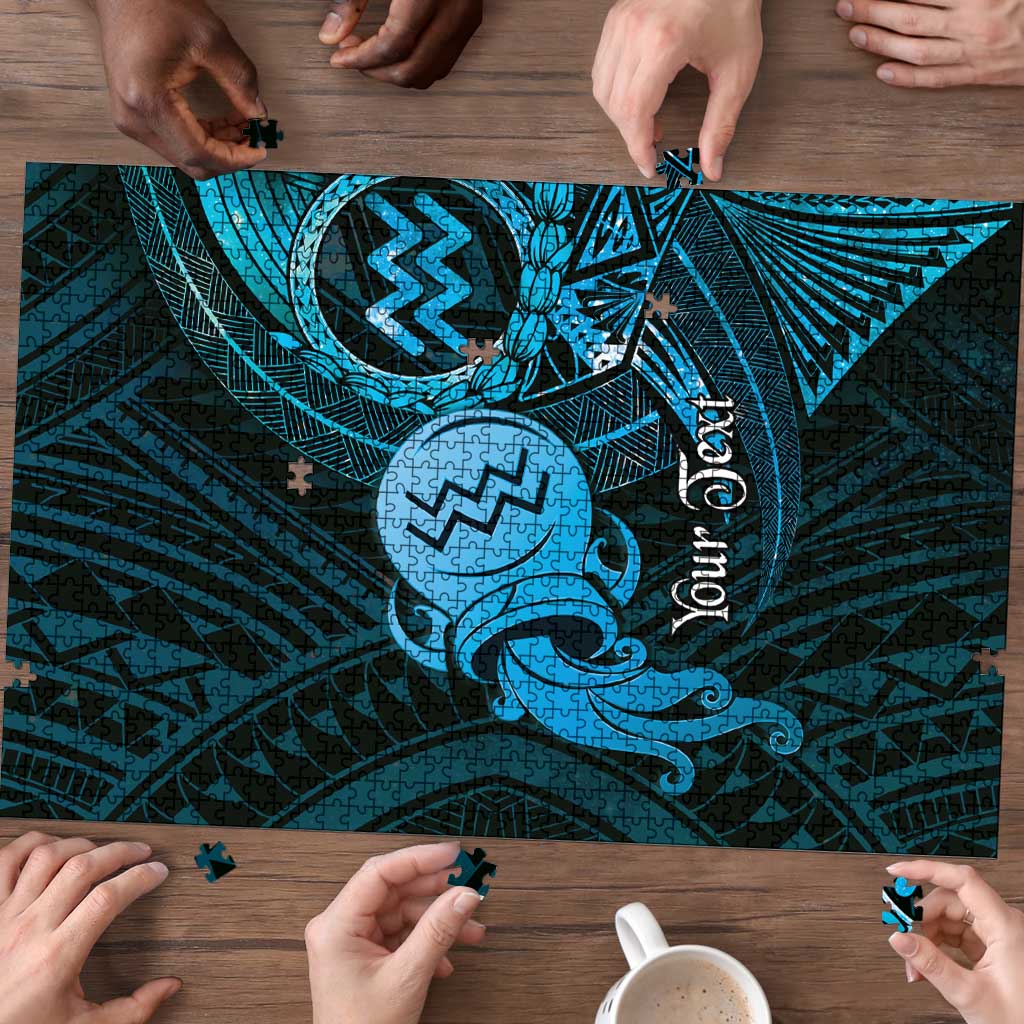Personalised Polynesia Zodiac Aquarius Puzzle Galaxy Polynesian Pattern Chest Tattoo Style