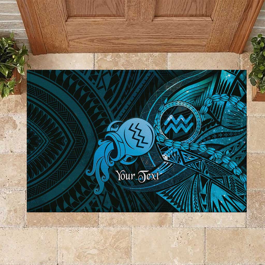 Personalised Polynesia Zodiac Aquarius Rubber Doormat Galaxy Polynesian Pattern Chest Tattoo Style