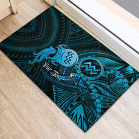 Personalised Polynesia Zodiac Aquarius Rubber Doormat Galaxy Polynesian Pattern Chest Tattoo Style