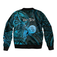 Personalised Polynesia Zodiac Aquarius Sleeve Zip Bomber Jacket Galaxy Polynesian Pattern Chest Tattoo Style