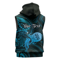 Personalised Polynesia Zodiac Aquarius Sleeveless Hoodie Galaxy Polynesian Pattern Chest Tattoo Style