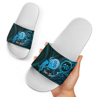 Personalised Polynesia Zodiac Aquarius Slide Sandals Galaxy Polynesian Pattern Chest Tattoo Style