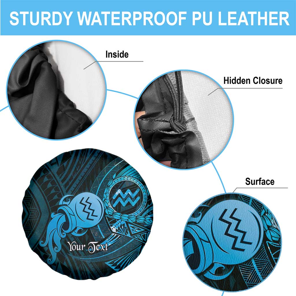 Personalised Polynesia Zodiac Aquarius Spare Tire Cover Galaxy Polynesian Pattern Chest Tattoo Style